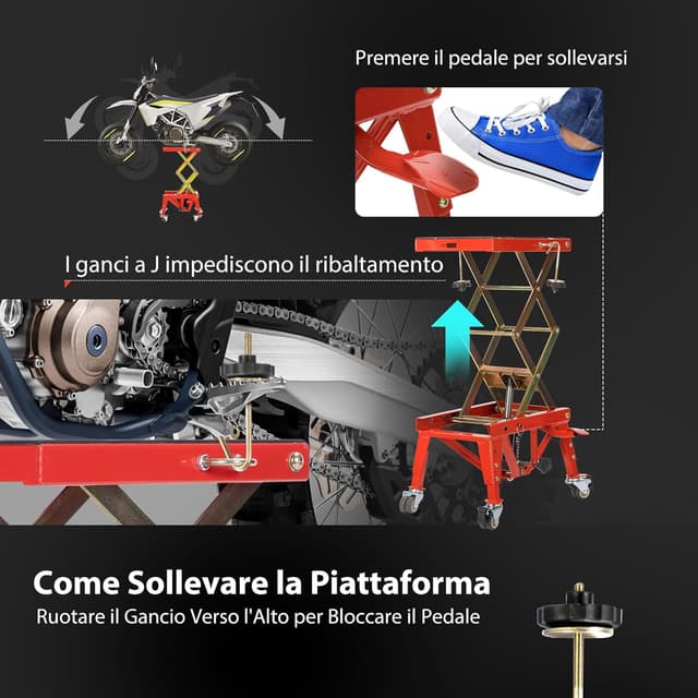 Thumbnail 4 de VIVOHOME Sollevatore idraulico moto fino a 160 kg 🛠