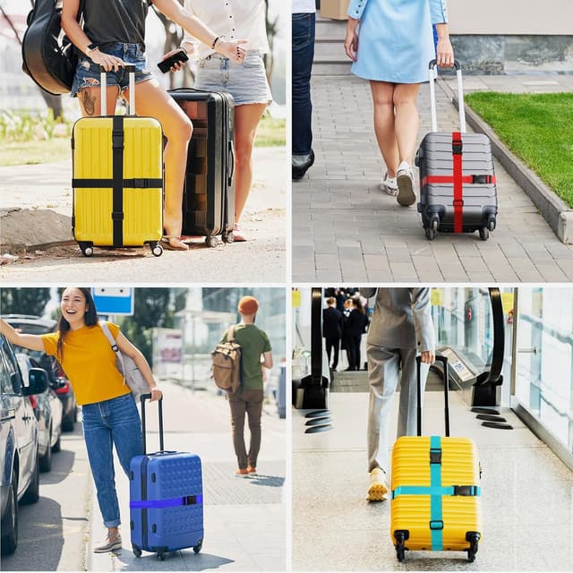 Detalle de Newthinking Luggage Straps for Suitcase – 4 Pack Heavy-Duty Adjustable Bands (Red)