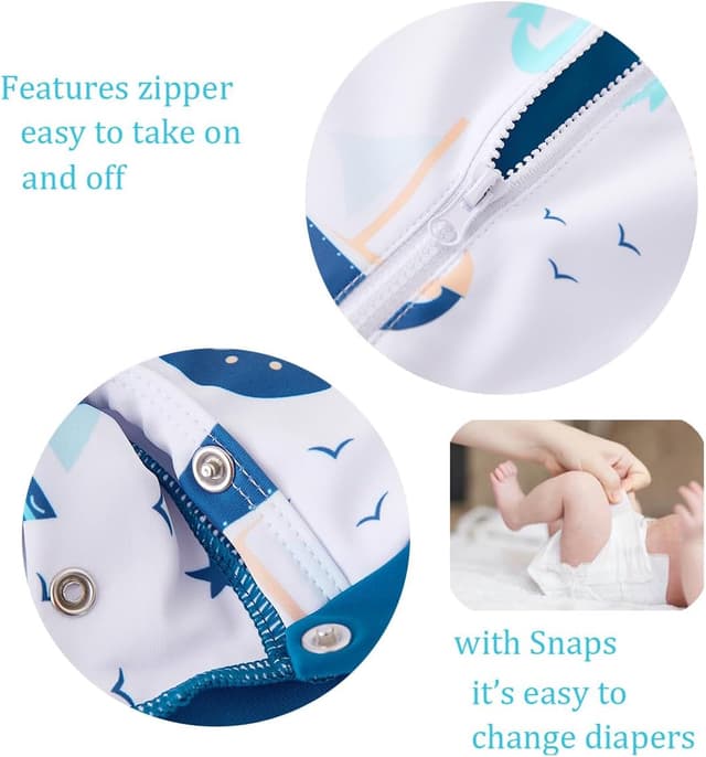 Detalle 2 de UMELOK Baby Badeanzug mit Sonnenhut und UPF 50+ UV-Schutz