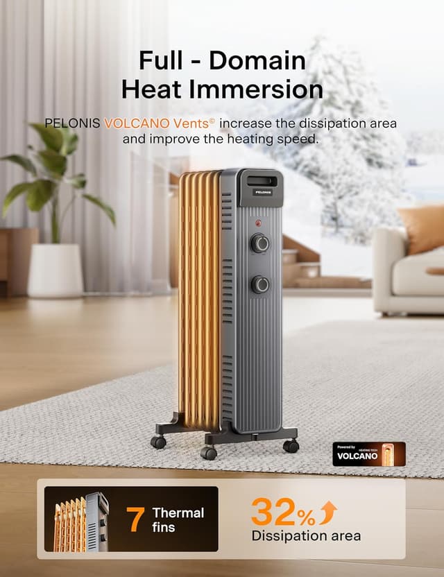 Thumbnail 1 de Pelonis 1500W Oil Filled Radiator Heater