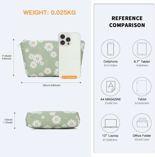 Detalle de Miss Lulu trousse de toilette femme imperméable à motif floral — format compact 22 x 11,5 x 4,5 cm