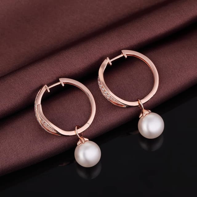 Detalle de Jiamiaoi Weißgold plattiert große Creolen mit Zirkonia, 925 Sterling Silber – runde Ohrhänger (24 mm/33 mm)