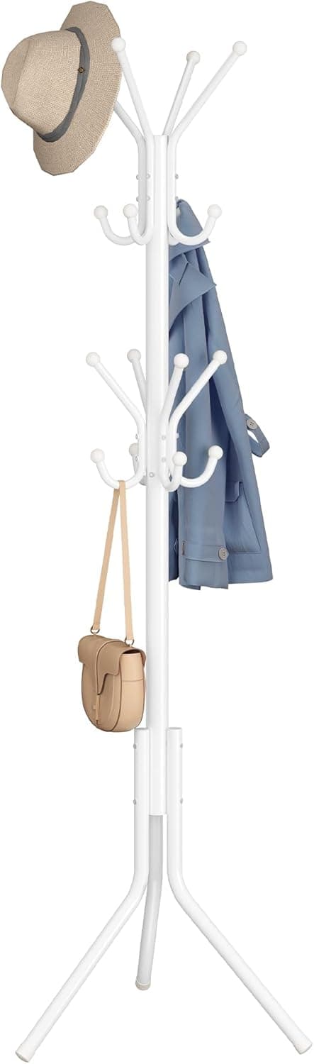 Detalle de SONGMICS Appendiabiti da terra RCR081WC01 bianco nuvola con 16 ganci, altezza 175 cm