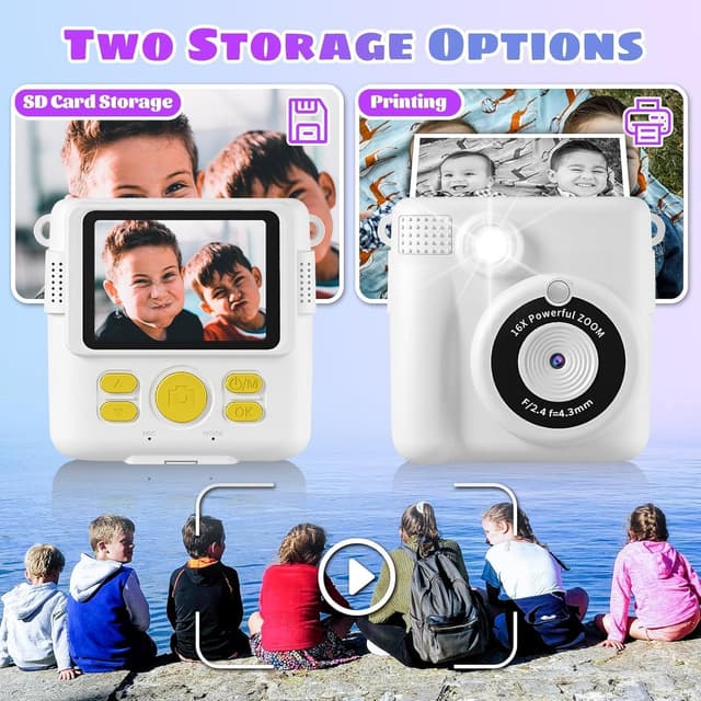 Thumbnail 5 de Instant Print Camera Kids Camera 1080P with 32G SD Card