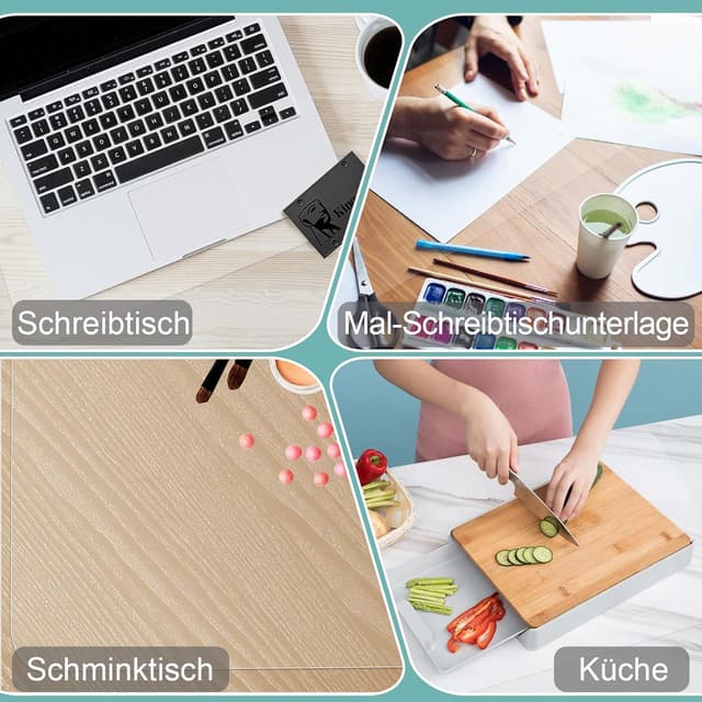 Thumbnail 6 de Dreamil transparente Schreibtischunterlage aus PVC, wasserdicht mit abgerundeten Ecken – 60 x 33 cm