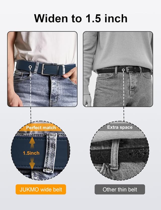 Detalle 2 de JUKMO 1.5" (38mm) Leather Ratchet Belt for Men in Gift Box