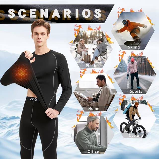 Detalle de Set intimo termico uomo ZDQ: intimo invernale funzionale e traspirante, taglie S-XXL