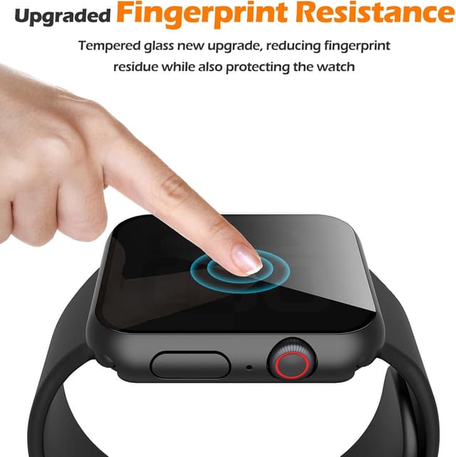 Detalle de Misxi 2-Pack All-Around Protective Privacy PC Case for Apple Watch Series 11 & Series 10 (42mm) with Anti-Spy Tempered Glass (Black)