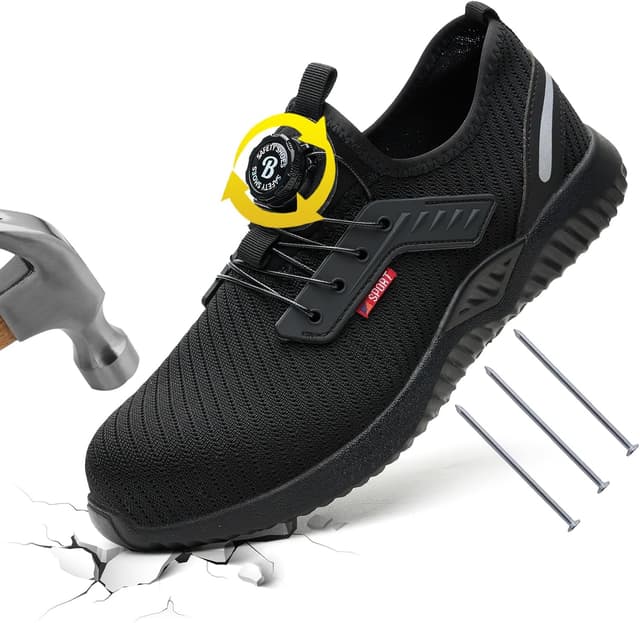 Detalle de Burlbuny lightweight work shoes with steel toe cap for men and women