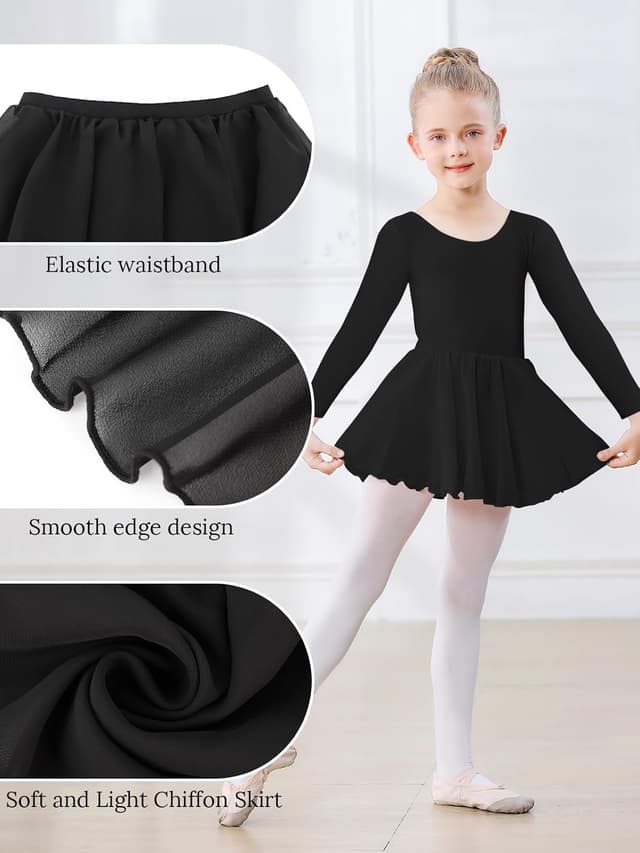 Detalle de Kefiyis body da danza con maniche lunghe e gonna in cotone per ragazze 3-11 anni