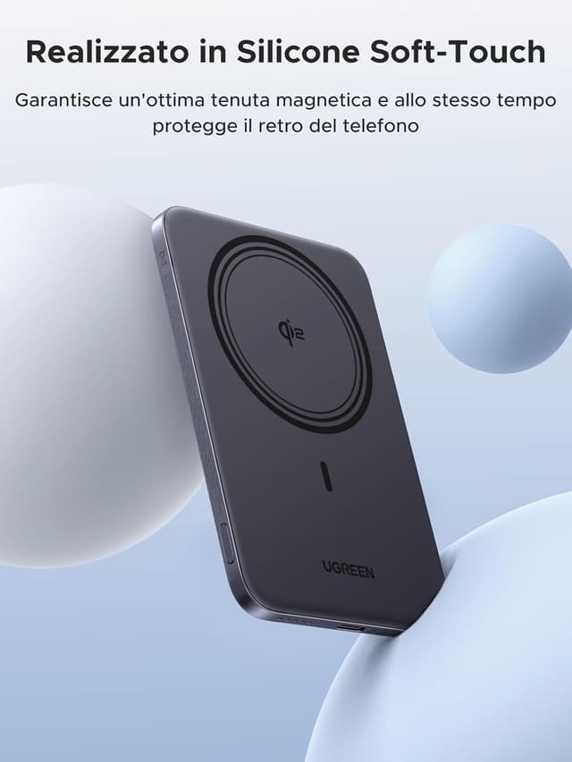 Thumbnail 6 de UGREEN MagFlow Air Qi2 15W — power bank esterno ultrasottile 5.000 mAh con MagSafe e ricarica USB‑C PD 20W