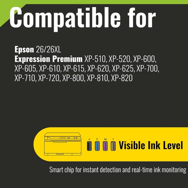 Detalle de Kamo 26 XL (26XL) cartouches d’encre compatibles Epson pour Expression Premium XP-510 à XP-820