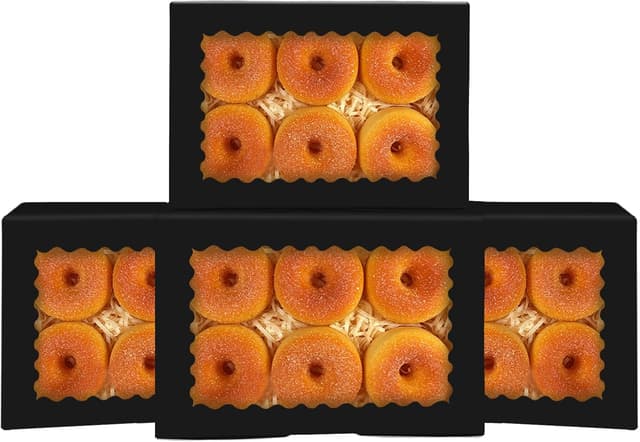 Detalle de Gcardist 15er Schwarz Keksdose mit Fenster – Backerei-/Macaron-Box im Kraftpapier, ca. 22,86 × 15,24 × 6,35 cm