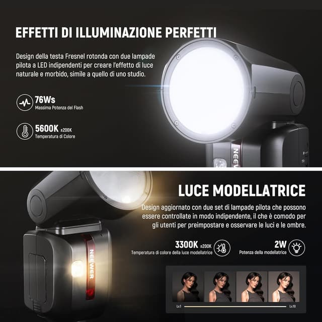 Detalle de NEEWER Z2-C flash TTL per Canon 7,4V