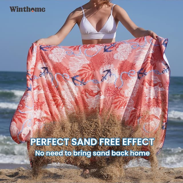 Detalle de Winthome Changing Robe Microfibre Towel Poncho (Blue) – Lightweight Hooded Changing Robe, XL