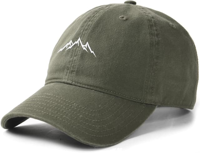 Detalle de FURTALK washed cotton mountain embroidery baseball cap (unstructured dad hat) with adjustable bronze buckle