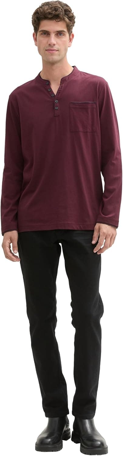 Detalle de TOM TAILOR maglietta uomo a maniche lunghe: comfort e vestibilità per l’uso quotidiano