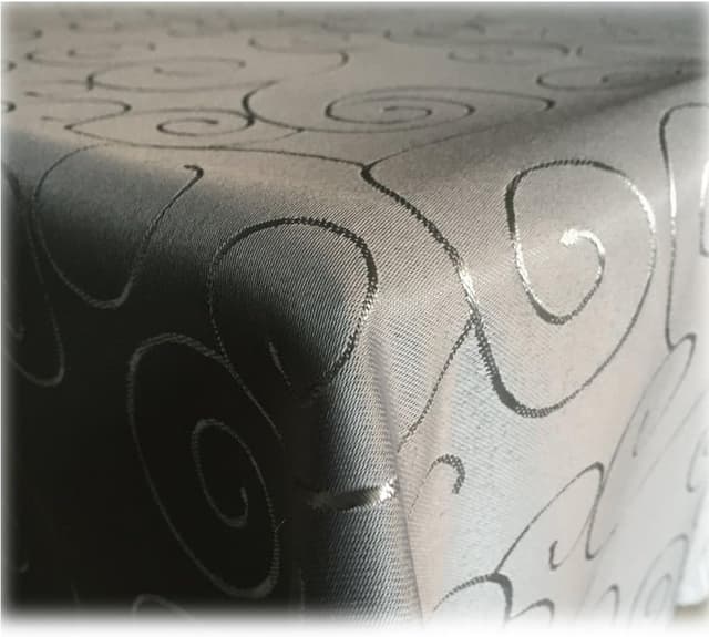 Detalle de JEMIDI Tischdecke „Ornamente Seidenglanz“ – 160x260 in Grau, mit Ornamenten
