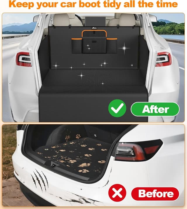 Detalle de UPAWPIA Waterproof Car Boot Liner for Dogs (185 x 115 x 48cm) with Side Bumper Protection