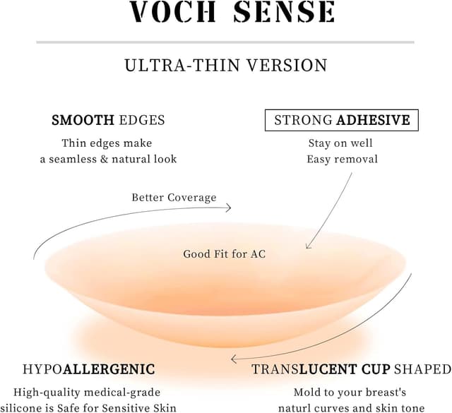 Detalle de VOCH GALA Nipple Covers (2 Pairs) Seamless & Sheer Reusable Silicone Nipple Pasties