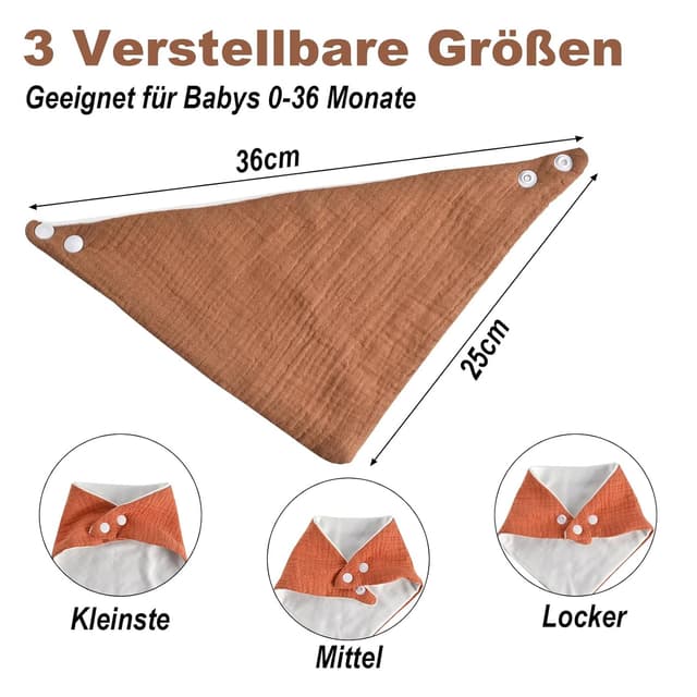 Detalle 2 de Faburo Lätzchen Baby 8er Set Musselin