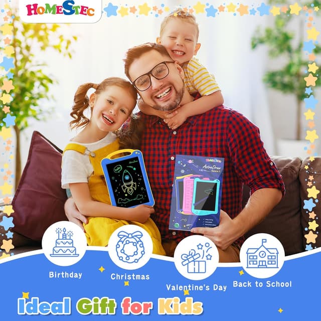 Detalle de HOMESTEC AstroDraw Kinder Zeichentafeln – LCD Schreibtafel für kreatives Zeichnen & Buchstaben
