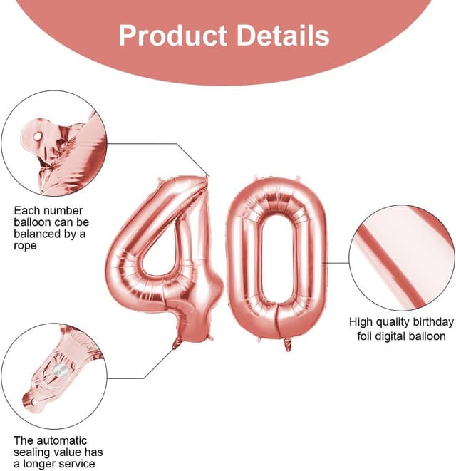 Thumbnail 2 de OFFCUP 40 Geburtstag Roségold Zahlenballon