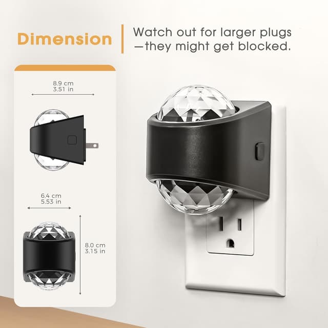 Detalle de Briignite Night Light Plug-in Projector (LED) with Dual Up & Down Galaxy Glow, Dimmable Warm White (3000K)