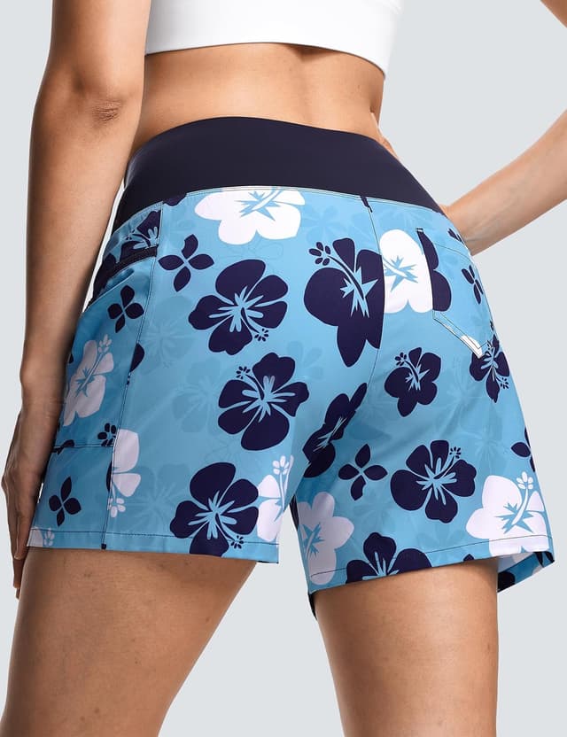 Detalle de ISEEGZ Women’s High-Waisted Swim Board Shorts (5"–9") with Quick-Dry UPF 50+