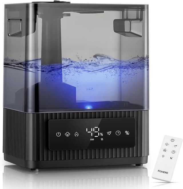 Detalle de FOHERE 6L — Humidificateur à brume froide et chaude (ultrasonique) pour la maison, avec minuterie et mode sommeil