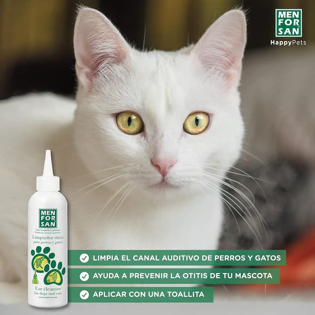 Detalle de MENFORSAN Ohrenreiniger für Hunde und Katzen (125 ml) – natürlicher, alkoholfreier Reiniger, 2er-Pack