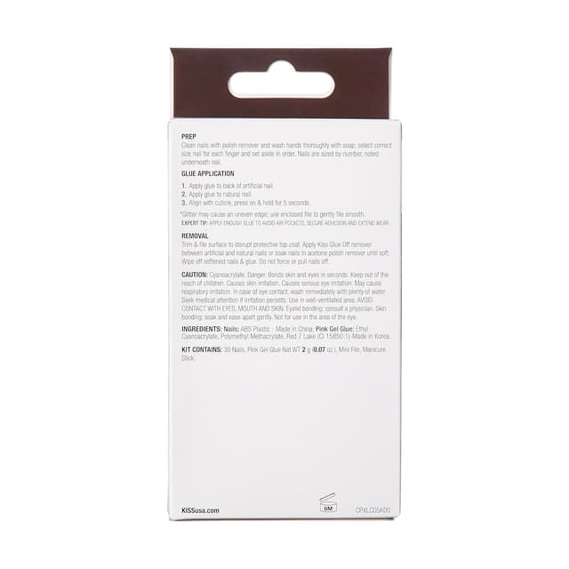 Detalle de KISS Classy Premium Press On Nägel „Sophisticated“ – silbern schimmernde French Nägel in extra-langer Mandel-Coffin Form (30 Stück)