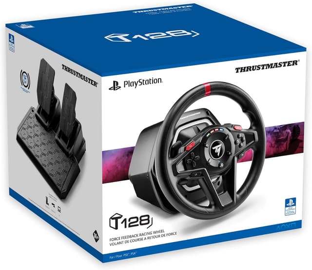 Detalle 2 de Thrustmaster T128 Racing Wheel (Hybrid Drive Force Feedback) with LED Shift Lights and T2PM Magnetic Pedals – for PS5, PS4 and PC