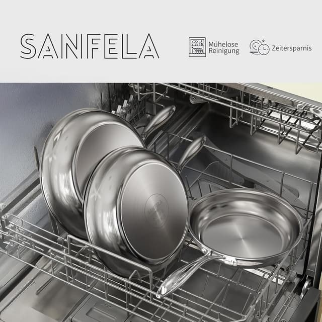 Detalle 2 de SANFELA set padelle acciaio 5 strati 3 pezzi