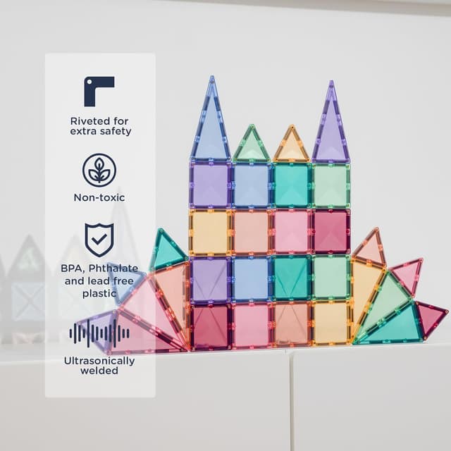 Detalle de CONNETIX Tuiles magnétiques Pastel Mini-Paquet, 32 pièces