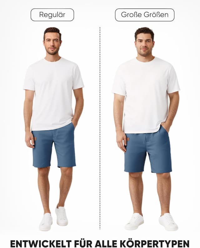 Detalle de JMIERR Herren-Chino-Shorts Kurze Shorts aus Baumwolle mit Elasthan und Taschen (S–3XL)