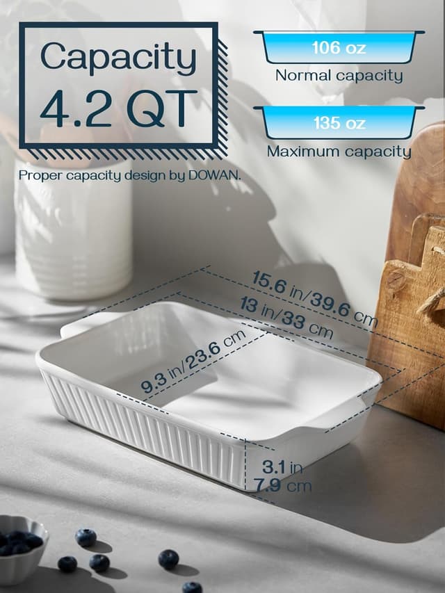 Detalle 2 de DOWAN 9x13 ceramic baking dish, 4.2 qt