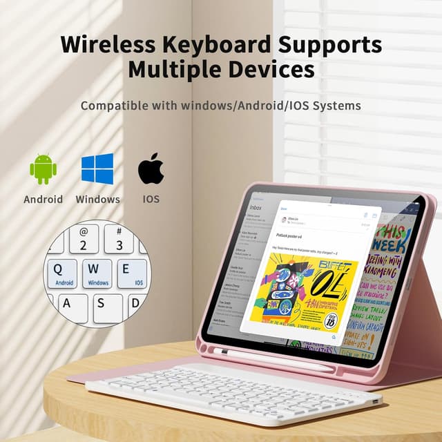 Thumbnail 4 de Zoyu Keyboard Case for iPad 11th Gen A16 11.0” Light Pink ⌨