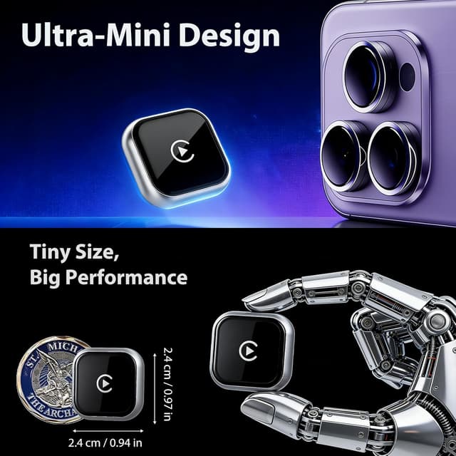 Detalle de Astraon Adattatore wireless 2 in 1 per auto CarPlay e Android (USB mini, argento) per connettività dal 2016