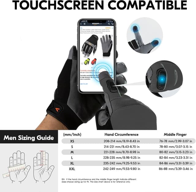 Detalle 2 de Vgo... Safety Work Gloves Touchscreen (SL7584) – Black, Multi-purpose utility gloves for light to medium duty work