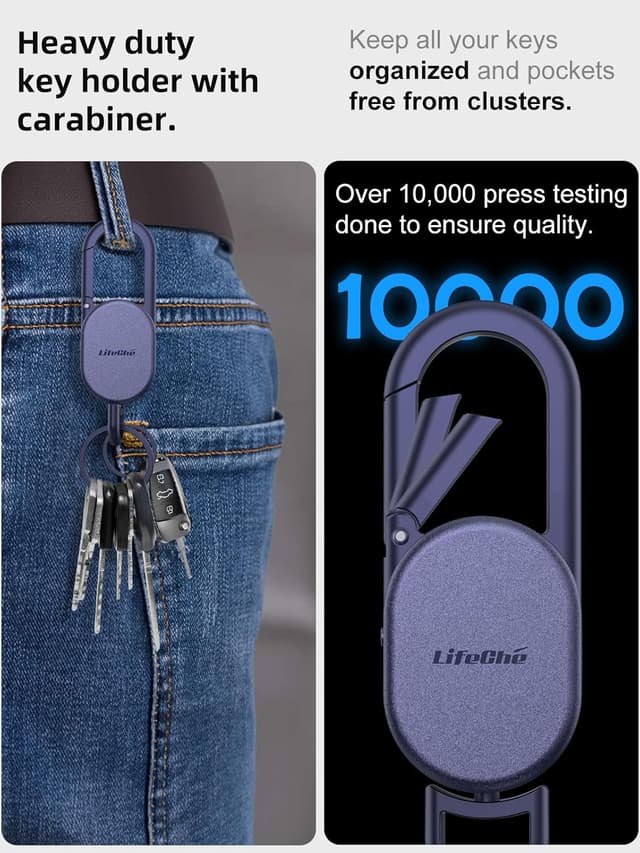 Detalle 2 de Navy Blue Stainless Steel Keychain Key Finder (Built-in Anti-Loss Tracker) with GPS via Apple Find My