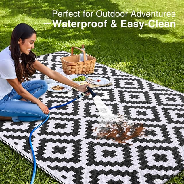 Detalle de OLANLY Waterproof Outdoor Rug 5x8 ft