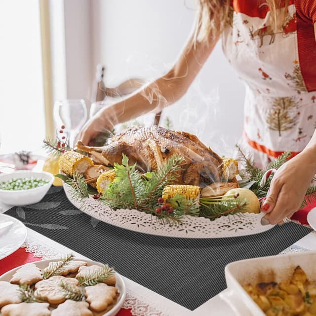 Thumbnail 4 de Miorkly Placemats and Coasters Sets of 6 Weaving Black Leaf