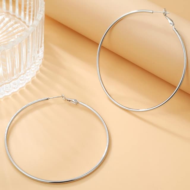 Detalle de MOROTOLE Creolen aus Sterling Silber vergoldet (14 k) – große dünne Creolen für Damen, hypoallergen, 20–70 mm