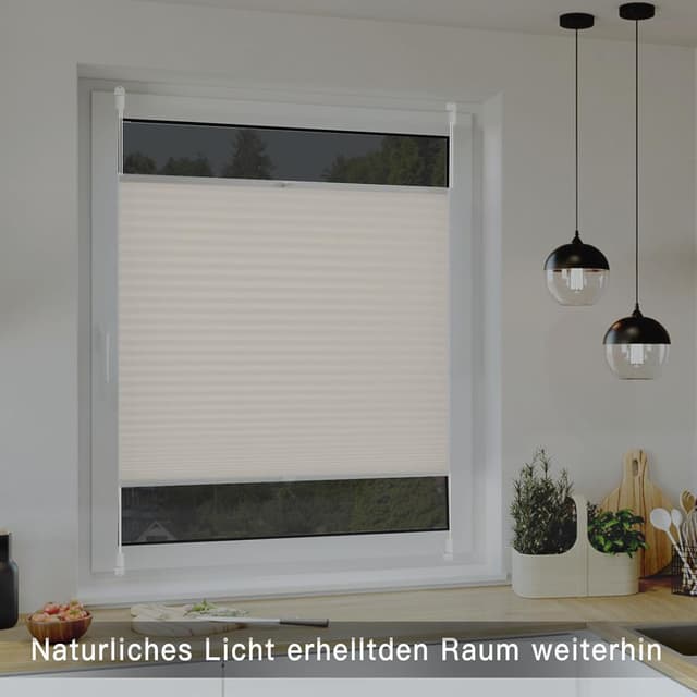 Thumbnail 6 de wudomi Plissee ohne Bohren Klemmfix 65 x 130 cm (BxH) Beige – für Tür & Fenster