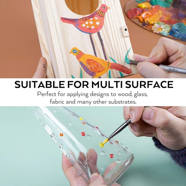 Detalle de Nicpro 14-Colour Large Bulk Acrylic Paint Set (500ml/16.9 fl oz) for multi-surface crafts and canvas work