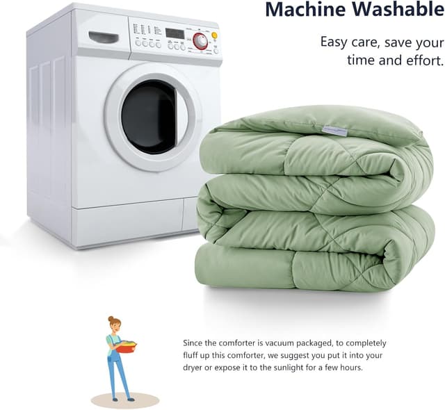 Thumbnail 6 de WAVVE Bettdecke 135x200 cm Ganzjahresdecke (4-Jahreszeiten), 300 gsm Mikrofaser in Grün