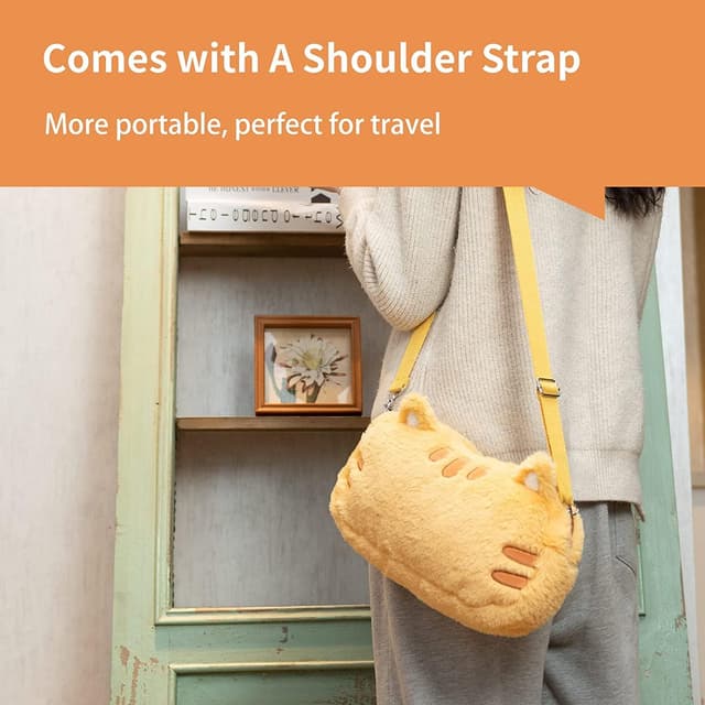 Detalle de GeekShare Cute Fat Cat Plush Bag crossbody for Switch