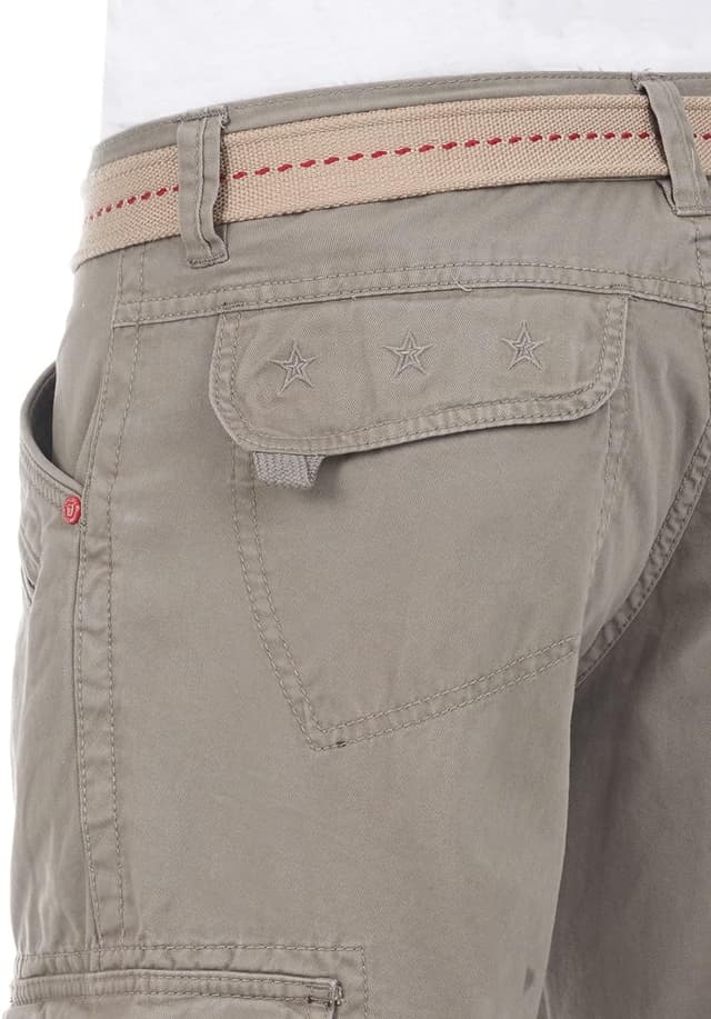 Detalle 2 de Timezone Cargohose Herren BenitoTZ Loose Fit mit Gürtel – Beige/Grau/Khaki (Wäsche 30 °C, Größen 29–40)