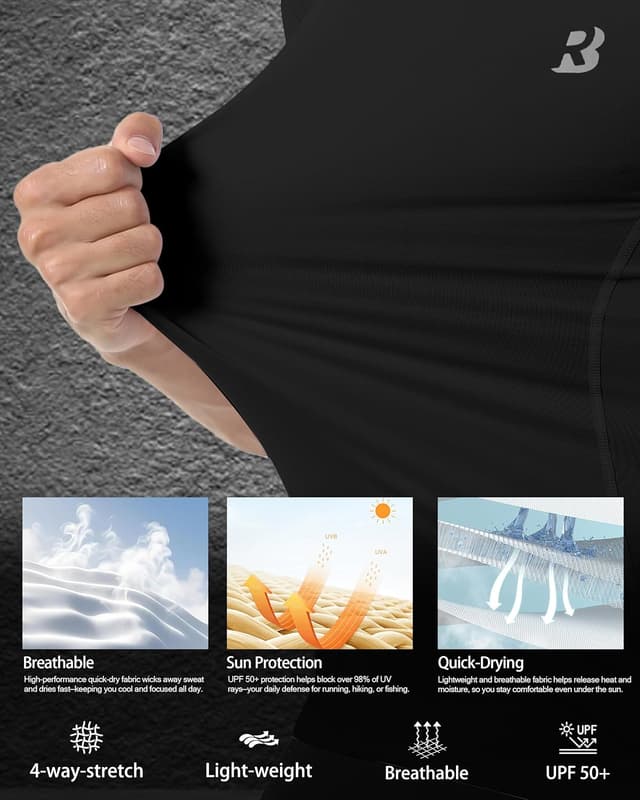 Detalle de Roadbox Compression Shirt for Men Short Sleeve — Cool-Dry Athletic Base Layer